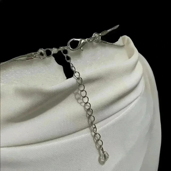 Layered Silver-tone Necklace with Rhinestones - Picture 3 of 7